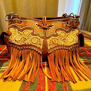 Montana West embroidered and fringed bag